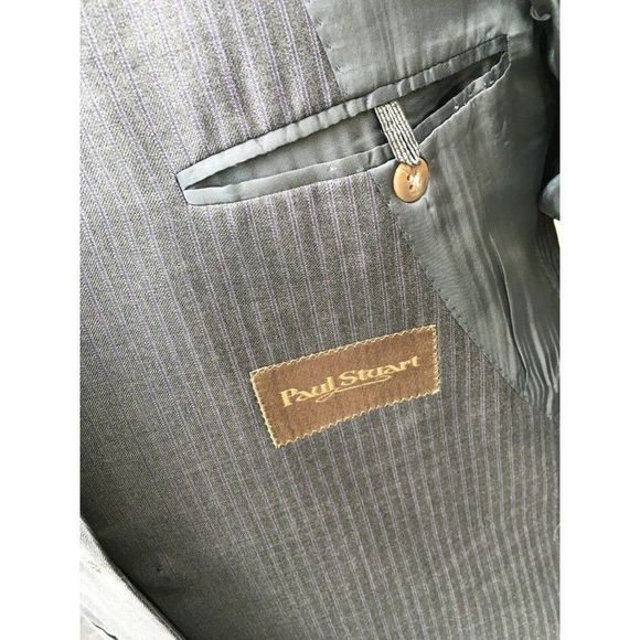 Paul Stuart Sports Coat Lightweight STUART III Gray Purple Striped Size 39 R - Picture 9 of 11